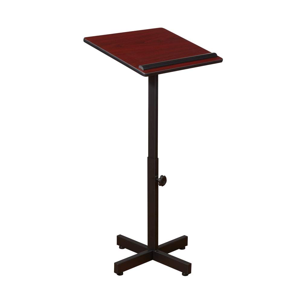 National Public Seating 70-MY Portable Lectern w/ Mahogany Laminate Top & Black Steel Frame - 20" x 18 1/4" x 44"
