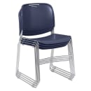 National Public Seating 8505 Stacking Chair w/ Navy Blue Plastic Back & Seat - Chrome Plated Frame thumbnail 2