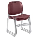 National Public Seating 8508 Stacking Chair w/ Wine Plastic Back & Seat - Chrome Plated Frame thumbnail 2