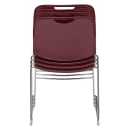National Public Seating 8508 Stacking Chair w/ Wine Plastic Back & Seat - Chrome Plated Frame thumbnail 7