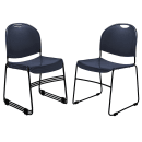 National Public Seating 855-CL Stacking Chair w/ Navy Blue Plastic Back & Seat - Steel Frame, Black thumbnail 2