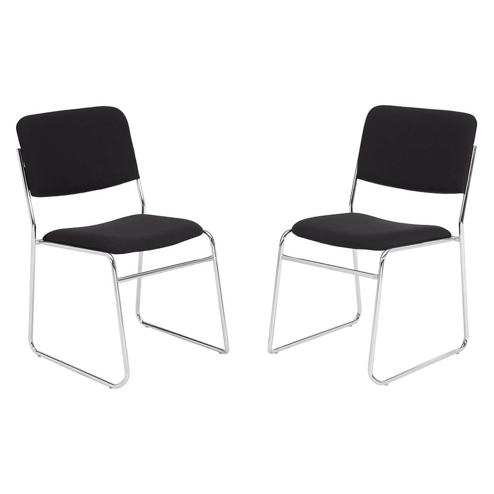 National Public Seating 8660 Stacking Chair w/ Ebony Black Fabric Back & Seat - Steel Frame