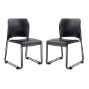 National Public Seating 8704-10-04 Stacking Chair w/ Blue Plastic Back & Blue Vinyl Seat - Steel Frame, Black thumbnail 2