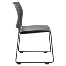 National Public Seating 8704-10-04 Stacking Chair w/ Blue Plastic Back & Blue Vinyl Seat - Steel Frame, Black thumbnail 5