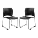 National Public Seating 8710-11-10 Stacking Chair w/ Black Plastic Back & Black Vinyl Seat - Steel Frame, Silver thumbnail 2
