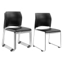 National Public Seating 8710-11-10 Stacking Chair w/ Black Plastic Back & Black Vinyl Seat - Steel Frame, Silver thumbnail 3
