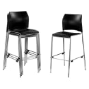 National Public Seating 8710B-11-10 Bar Stool w/ Black Plastic Back & Black Vinyl Padded Seat, Silver thumbnail 2