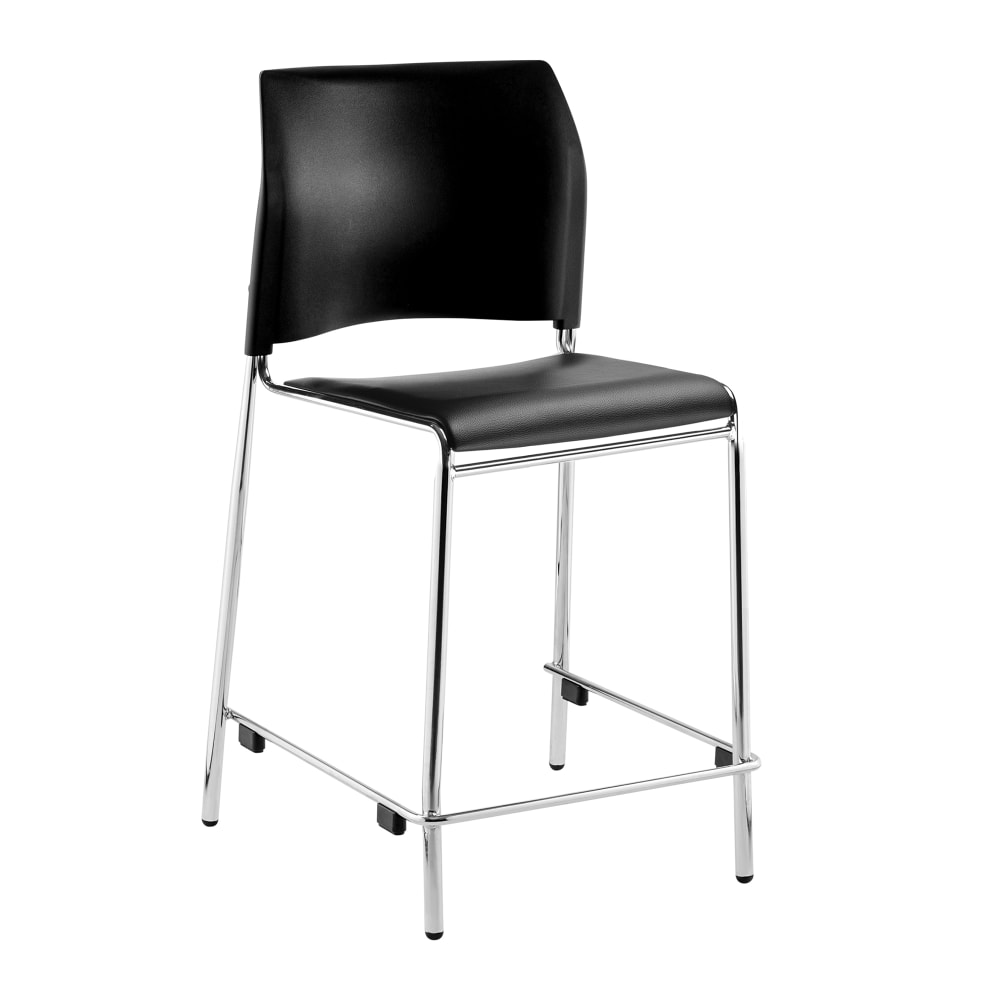 National Public Seating 8710C-11-10 Counter Height Stool w/ Curved Back &  Polypropylene Seat, Black