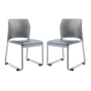 National Public Seating 8742-12-02 Stacking Chair w/ Gray Plastic Back & Blue Vinyl Seat - Steel Frame, Silver thumbnail 2