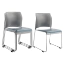 National Public Seating 8742-12-02 Stacking Chair w/ Gray Plastic Back & Blue Vinyl Seat - Steel Frame, Silver thumbnail 3
