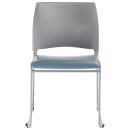 National Public Seating 8742-12-02 Stacking Chair w/ Gray Plastic Back & Blue Vinyl Seat - Steel Frame, Silver thumbnail 4