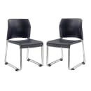 National Public Seating 8804-11-04 Stacking Chair w/ Navy Blue Plastic Back & Seat - Steel Frame, Silver thumbnail 2