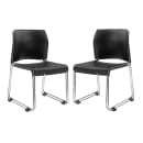 National Public Seating 8810-11-10 Stacking Chair w/ Black Plastic Back & Seat - Steel Frame, Silver thumbnail 2