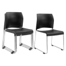 National Public Seating 8810-11-10 Stacking Chair w/ Black Plastic Back & Seat - Steel Frame, Silver thumbnail 3