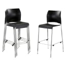 National Public Seating 8810B-11-10 Bar Stool w/ Black Plastic Back & Black Plastic Seat, Silver thumbnail 2