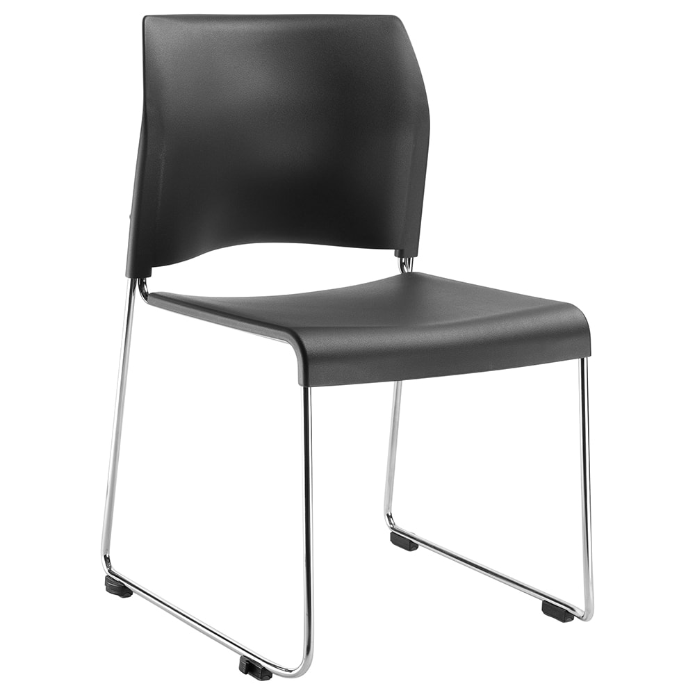 National Public Seating 8820-11-20 Stacking Chair w/ Charcoal Plastic Back & Seat - Steel Frame, Silver