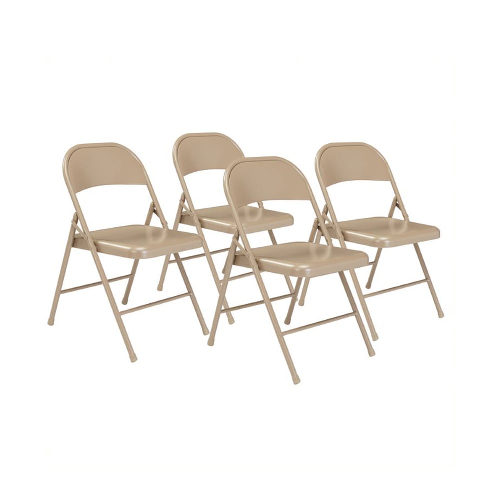 National Public Seating 901 Folding Chair w/ Beige Steel Back & Seat - Steel Frame, Beige