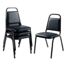 National Public Seating 9104-B Stacking Chair w/ Midnight Blue Vinyl Back & Seat - Steel Frame, Black thumbnail 3