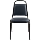 National Public Seating 9104-B Stacking Chair w/ Midnight Blue Vinyl Back & Seat - Steel Frame, Black thumbnail 4