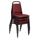 National Public Seating 9108-B Stacking Chair w/ Pleasant Burgundy Vinyl Back & Seat - Steel Frame, Black thumbnail 2