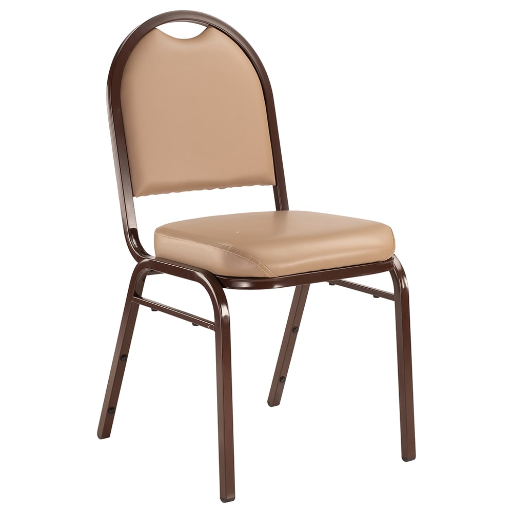 National Public Seating 9201-M Stacking Chair w/ French Beige Vinyl Back & Seat - Steel Frame, Mocha