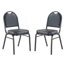 National Public Seating 9204-BT Stacking Chair w/ Midnight Blue Vinyl Back & Seat - Steel Frame, Black thumbnail 3
