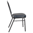 National Public Seating 9204-BT Stacking Chair w/ Midnight Blue Vinyl Back & Seat - Steel Frame, Black thumbnail 5