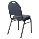 National Public Seating 9204-BT Stacking Chair w/ Midnight Blue Vinyl Back & Seat - Steel Frame, Black thumbnail 6