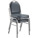 National Public Seating 9204-SV Stacking Chair w/ Midnight Blue Vinyl Back & Seat - Steel Frame, Silver Vein thumbnail 2