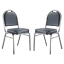 National Public Seating 9204-SV Stacking Chair w/ Midnight Blue Vinyl Back & Seat - Steel Frame, Silver Vein thumbnail 3