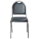 National Public Seating 9204-SV Stacking Chair w/ Midnight Blue Vinyl Back & Seat - Steel Frame, Silver Vein thumbnail 4