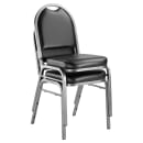 National Public Seating 9210-SV Stacking Chair w/ Panther Black Vinyl Back & Seat - Steel Frame, Silver Vein thumbnail 2