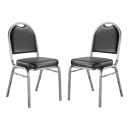 National Public Seating 9210-SV Stacking Chair w/ Panther Black Vinyl Back & Seat - Steel Frame, Silver Vein thumbnail 3