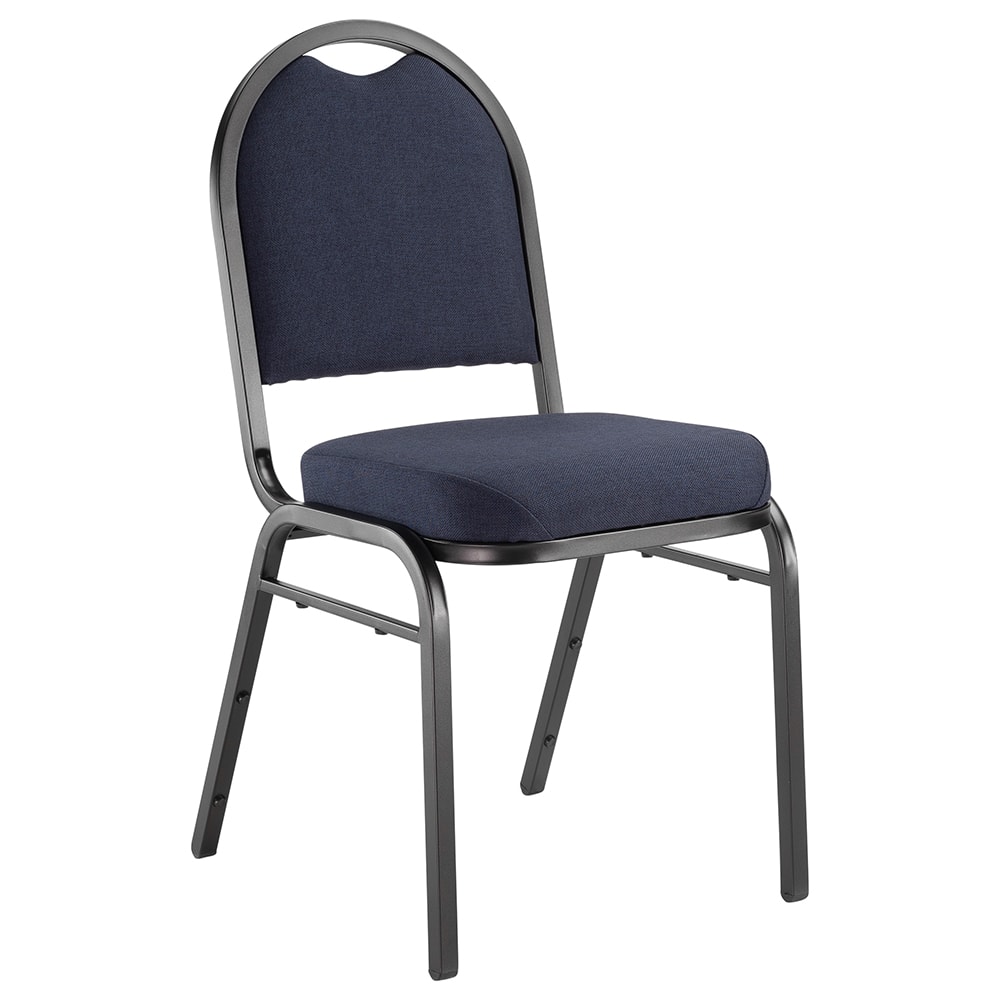 National Public Seating 9254-BT Stacking Chair w/ Midnight Blue Fabric Back & Seat - Steel Frame, Black
