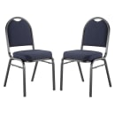 National Public Seating 9254-BT Stacking Chair w/ Midnight Blue Fabric Back & Seat - Steel Frame, Black thumbnail 3