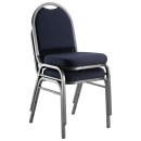 National Public Seating 9254-SV Stacking Chair w/ Midnight Blue Fabric Back & Seat - Steel Frame, Silver Vein thumbnail 2