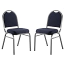 National Public Seating 9254-SV Stacking Chair w/ Midnight Blue Fabric Back & Seat - Steel Frame, Silver Vein thumbnail 3