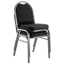 National Public Seating 9260-SV Stacking Chair w/ Ebony Black Fabric Back & Seat - Steel Frame, Silver Vein thumbnail 2
