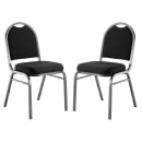 National Public Seating 9260-SV Stacking Chair w/ Ebony Black Fabric Back & Seat - Steel Frame, Silver Vein thumbnail 3