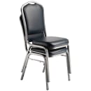 National Public Seating 9304-SV Stacking Chair w/ Midnight Blue Vinyl Back & Seat - Steel Frame, Silver Vein thumbnail 2