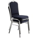 National Public Seating 9354-SV Stacking Chair w/ Midnight Blue Fabric Back & Seat - Steel Frame, Silver Vein thumbnail 2