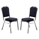 National Public Seating 9354-SV Stacking Chair w/ Midnight Blue Fabric Back & Seat - Steel Frame, Silver Vein thumbnail 3