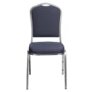 National Public Seating 9354-SV Stacking Chair w/ Midnight Blue Fabric Back & Seat - Steel Frame, Silver Vein thumbnail 4
