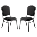 National Public Seating 9360-BT Stacking Chair w/ Ebony Black Fabric Back & Seat - Steel Frame, Black thumbnail 3