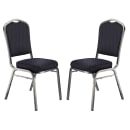 National Public Seating 9364-SV Stacking Chair w/ Diamond Pattern Navy Fabric Back & Seat - Steel Frame, Silver Vein thumbnail 2