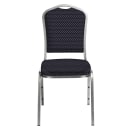National Public Seating 9364-SV Stacking Chair w/ Diamond Pattern Navy Fabric Back & Seat - Steel Frame, Silver Vein thumbnail 3