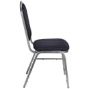 National Public Seating 9364-SV Stacking Chair w/ Diamond Pattern Navy Fabric Back & Seat - Steel Frame, Silver Vein thumbnail 4
