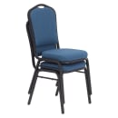 National Public Seating 9374-BT Stacking Chair w/ Natural Blue Fabric Back & Seat - Steel Frame, Black thumbnail 2
