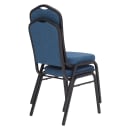 National Public Seating 9374-BT Stacking Chair w/ Natural Blue Fabric Back & Seat - Steel Frame, Black thumbnail 3