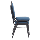 National Public Seating 9374-BT Stacking Chair w/ Natural Blue Fabric Back & Seat - Steel Frame, Black thumbnail 6